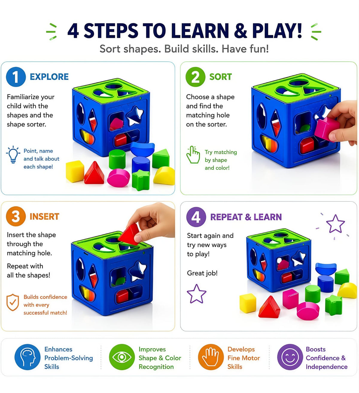 Shape Sorter Cube & Geometric Colorful Activity