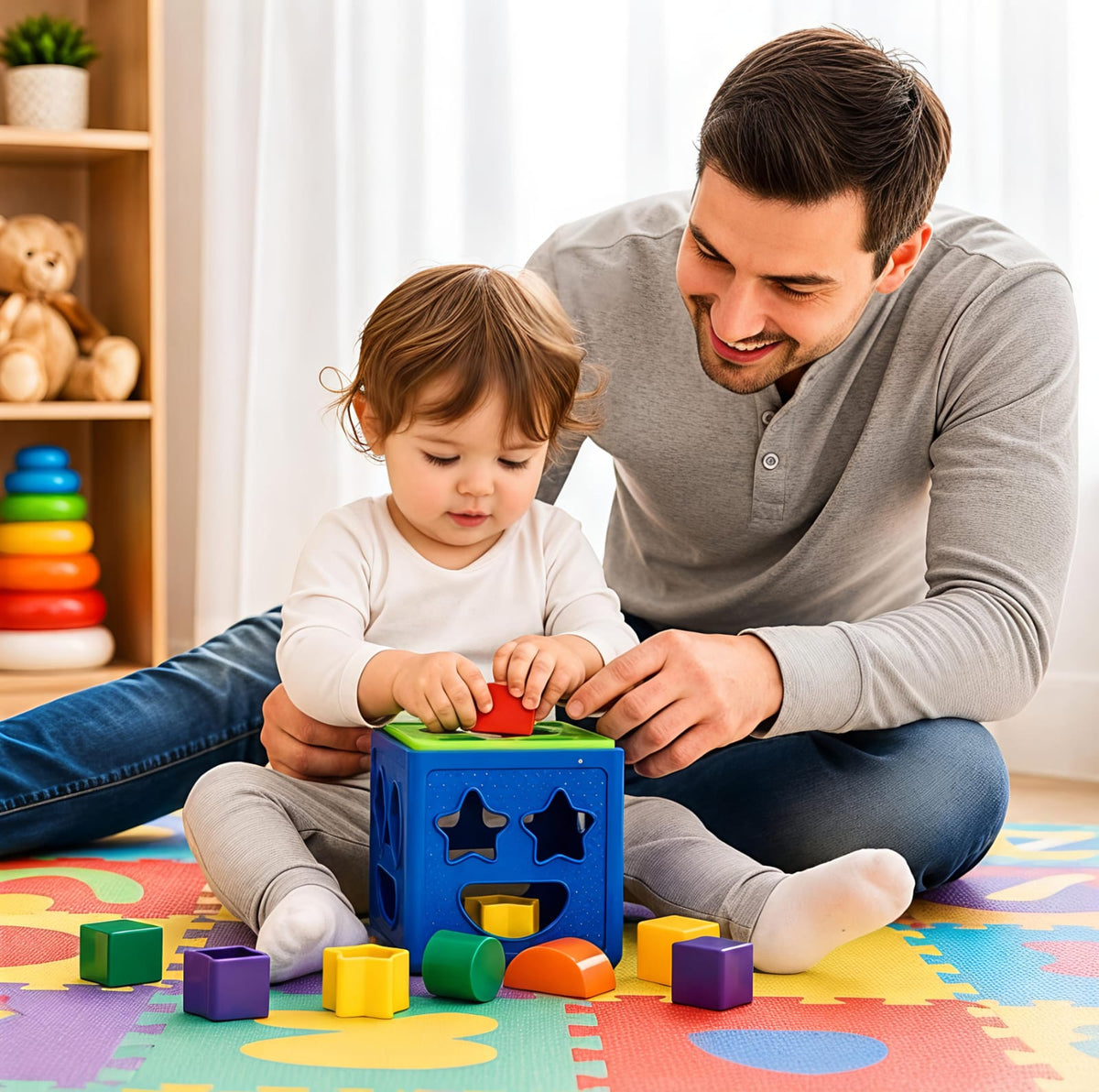 Shape Sorter Cube & Geometric Colorful Activity